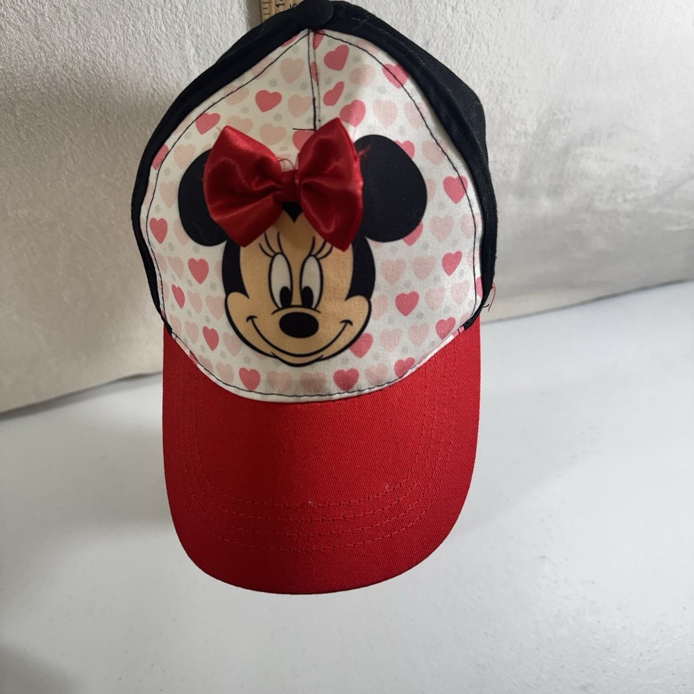 Girls Minnie Mouse Hat Baseball Style Cap Adjustable Red Bow Hearts‎ Disney Cute